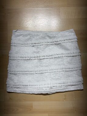 White Lace Tiered Mini Skirt - Women